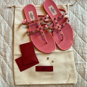 Rockstud T-Strap Flat Slide Sandals